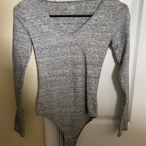 Grey V neck body suit